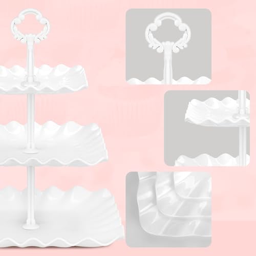 NWK 5 Piece Cake Stand Set with 2x 3-Tier Cupcake Stands + 3X Appetizer Trays Perfect for Wedding Birthday Baby Shower Thanksgiving Christmas New Year Party - Cosy Home Interiors NWK 5 Piece Cake Stand Set with 2x 3-Tier Cupcake Stands + 3X Appetizer Trays Perfect for Wedding Birthday Baby Shower Thanksgiving Christmas New Year Party - Image 5