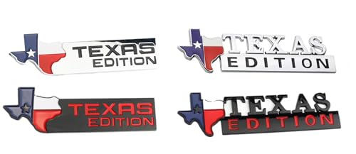 Image of 2X Texas Edition Emblem Fender Door Tailgate Sticker Nameplate(Black&red)