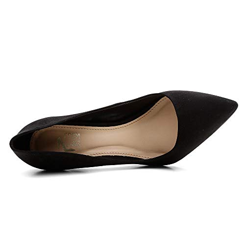 Scarpin Suede Feminino Salto Alto Bico Fino Casual Conforto Preto 35