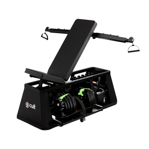 Image of Cult 4 in 1 Multi Home Gym with Cable Crossover, Adjustable Bench, Dumbbell & Weights Storage Rack | 300 Kg Capacity | 8-Level Incline /Decline | 3 Resistance Levels | Perfect for Home Gym