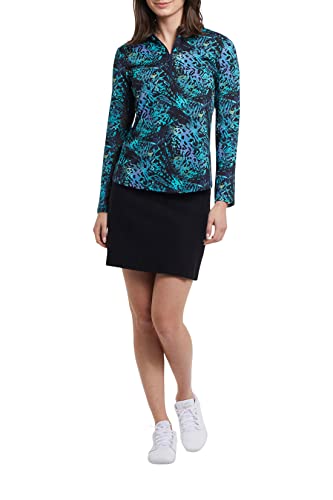 Tribal Women's L/S Mock Neck Top-Nautical, Medium #TOP12