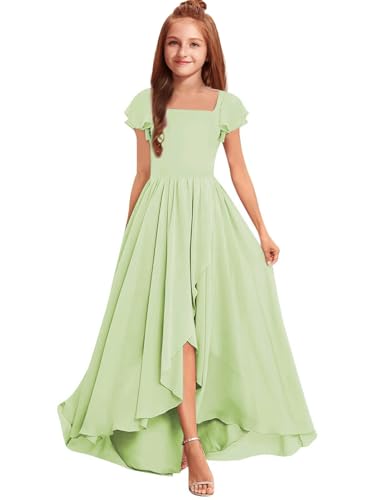 Sage Junior Bridesmaid Dresses Casual Maxi Dress Chiffon Dresses for Teenagers Long Flower Girl Dresses for Wedding 10T: Clothing, Shoes & Jewelry