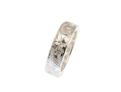 925 Sterling Silver 6mm Hawaiian Scroll Hand Engraved on Side Heavy Ring Band size 3 to 14