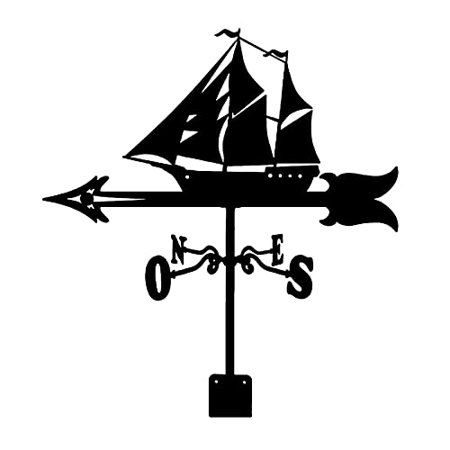 Luckxing Metall Wetterfahne Ornament Windfahne Wetter Edelstahl Orang-Utan/Segelboot Windfahne Deko Wetterfahne Wetterfahne Im Antik Stil Wetterfahne Fürs Dach Garten Deko Schwarz