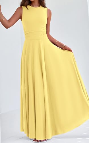 Image of PRETTYGARDEN Womens Summer Dresses 2026 Casual Sleeveless Crewneck Aline Maxi Dress Stretch Tank Flowy Long Dresses