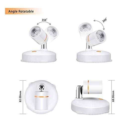 Focos inalámbricos LED a pilas regulables con luz giratoria de pared para interior (Pack de 8) 3