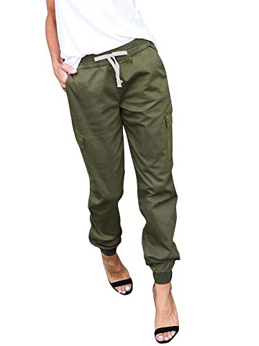 [モンフチュール] パンツ ジョガー スタイル サテン カーゴ スタイル レディース カーキ XL