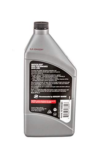 Quicksilver 858064QB1 Hochleistungsfähiges SAE 90 Getriebeöl für Mercury Außenbordmotoren und MerCruiser Z-Antriebe, 1 Liter, Grau