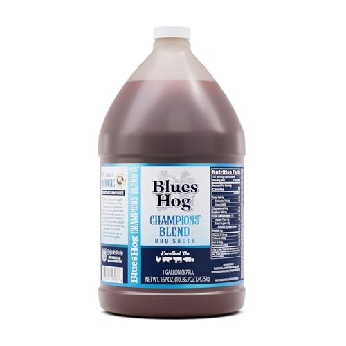 Blues Hog Champions' Blend Barbeque Sauce, Sweet, Smokey & Tangy BBQ Sauce, All-Natural, No High Fructose Corn Syrup, Gluten-Free, Made in the USA, 128 oz