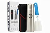 CIGACOR Stainless Steel Insulated Bottle – 17oz Coffee Travel Mug – Keeps Drinks Hot for 12 Hours & Cold for 24 – Leakproof Lid – Fits Car Cup Holders – Ideal for Office, Gym & Travel