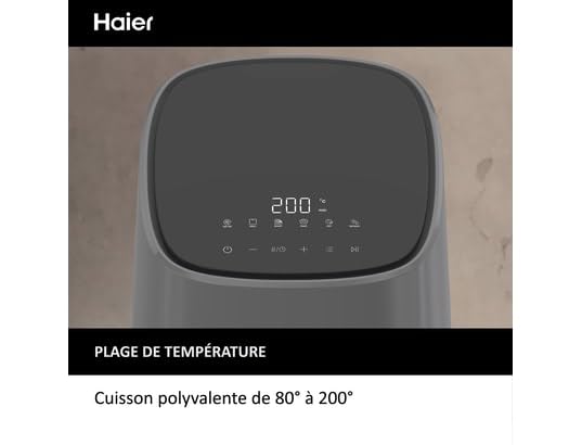 Haier 6-i-1 oljefri fritös med pekskärm, 5 l, svart