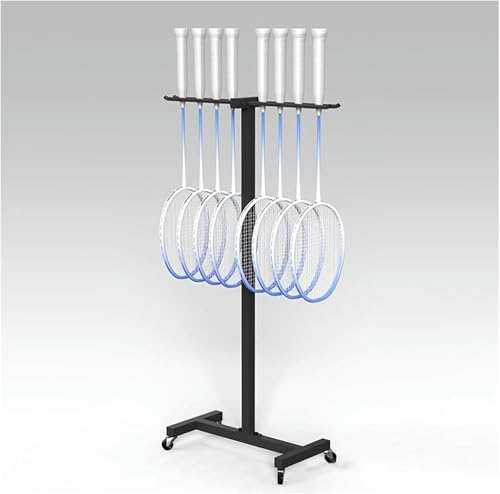 Support de sol pour raquettes de badminton stable avec panier mobile - 6