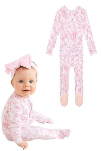 Image of Posh Peanut Convertible Baby Sleepers - Girls Footless Baby Pajamas with 2 Way Zipper for Easy Diaper Changes - Antoinette, Newborn