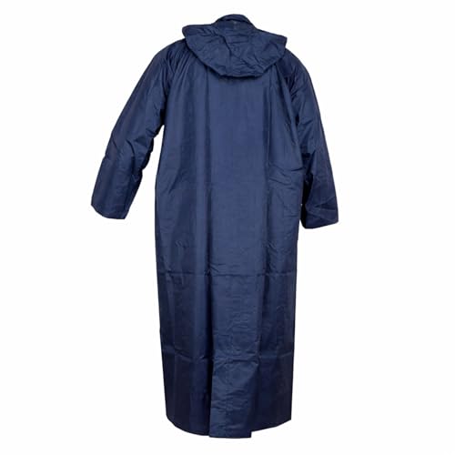 Image of Blue Waterproof Raincoat for Men Long Hooded Rain Wear Free Size Upto XL