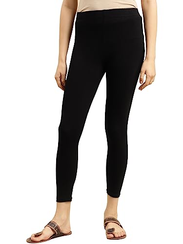 Image of rangita Women's Regular Fit High Rise Cotton Solid Ankle Length Leggings