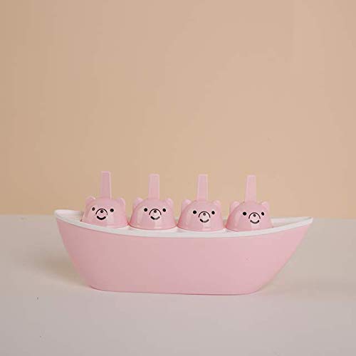 Dayish Resuable 4 Stick Ice Candy Stick Popsicle Mold & Kulfi Frozen Stick Ice Cream Pop Yogurt Jelly Lolly Maker Tray Mould (Ship Shape Candy)