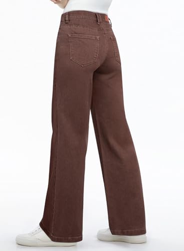 Image of Sidefeel Women's Wide Leg Jeans High Waisted Tummy Control Stretchy Straight Leg Elastic Waist Trendy Denim Pants