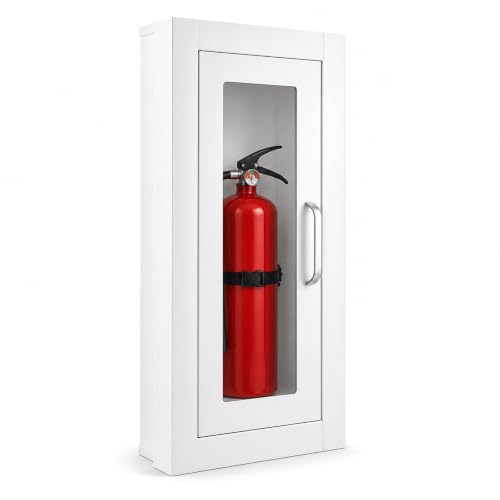 GMSXCC Fire Extinguisher Cabinet Box - Semi Recessed Wall Mount Steel Fire Extinguisher Cabinet Suitable for 2.5/5/10 lb Dry Chemical Fire Extinguisher
