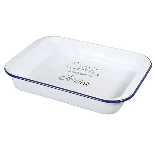 Personalised Engraved Baking Tray, Enamel Roasting, Roaster, Gift For
