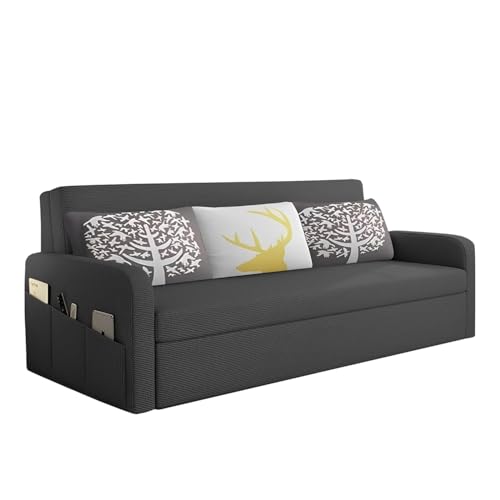 Image of Casaliving Leymour 3 Seater Sofa Cum Bed for Living Room (Black Colour Fabric) Premium Fabric Sofa