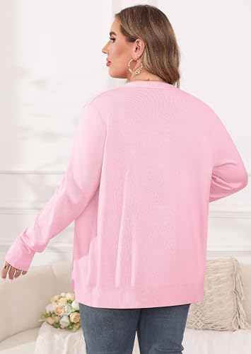 Image of TIANZHU Plus Size Cardigan for Women Button Open Front Long Sleeve V Neck Comfy Lightweight Sweaters XL-4XL
