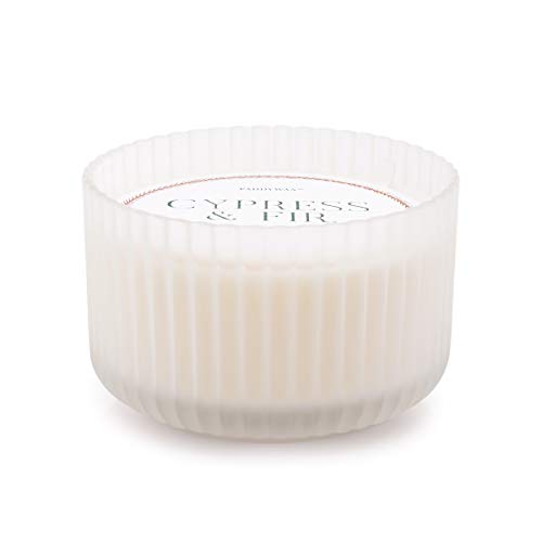 Paddywax Candles Rich Forest Luxury Artisan Scented Candle Hand Poured Cypress & Fir, 15-Ounce, White Frosted Glass