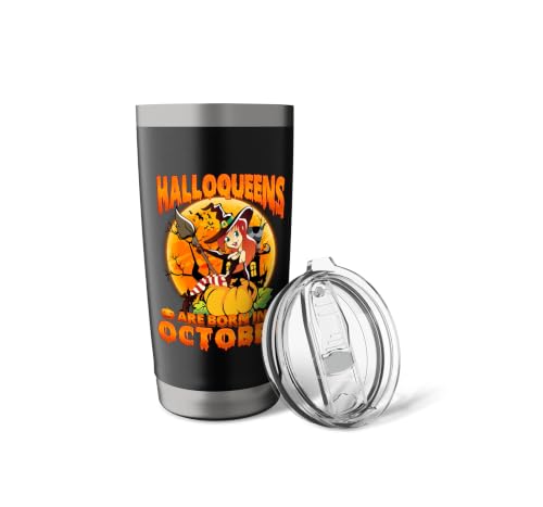 Halloqueens Are Born In October Halloween Queen Birthday Gobelet isotherme en acier inoxydable double paroi – vue 5