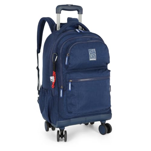 Mochila Escolar Notebook com Carrinho Rodinhas 360 graus Up4you (Azul marinho)