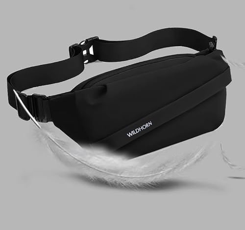 Image of Wildhorn Men's Crossbody Sling Bag | Compact Waist & Chest Bag | Water-Resistant Travel Fanny Pack with Adjustable Strap for Daily Use, Hiking & Outdoor Adventures (Black)