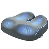 ZIKEE Ergonomic Seat Cushion with Thigh Relief Slope, Office Chair Cushion with Premium Memory Foam for Car, Home, U-Shaped Design Alleviates Hip, Tailbone Pain, Anti-Slip Sciatica Pain Relief (Gray)