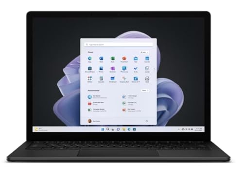 Microsoft Surface Laptop 5 Touchscreen Notebook, 13.5" FHD Display, Intel Corei7-1265, 16 GB RAM, 512 GB SSD, Amerikanische Tastatur, Schwarz, Windows 10 Pro (Generalüberholt)