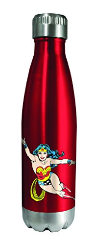 Spoontiques 20634 Wonder Woman Stainless Steel Water Bottle, Red