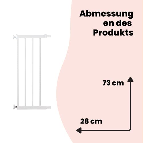Safety 1st Easy Close Metal 28cm Gittererweiterung, kein Bohren, leicht montierbare Erweiterung zu Türschutzgitter, Erweiterung für Treppenschutzgitter ohne Bohren für Babygitter, Weiß