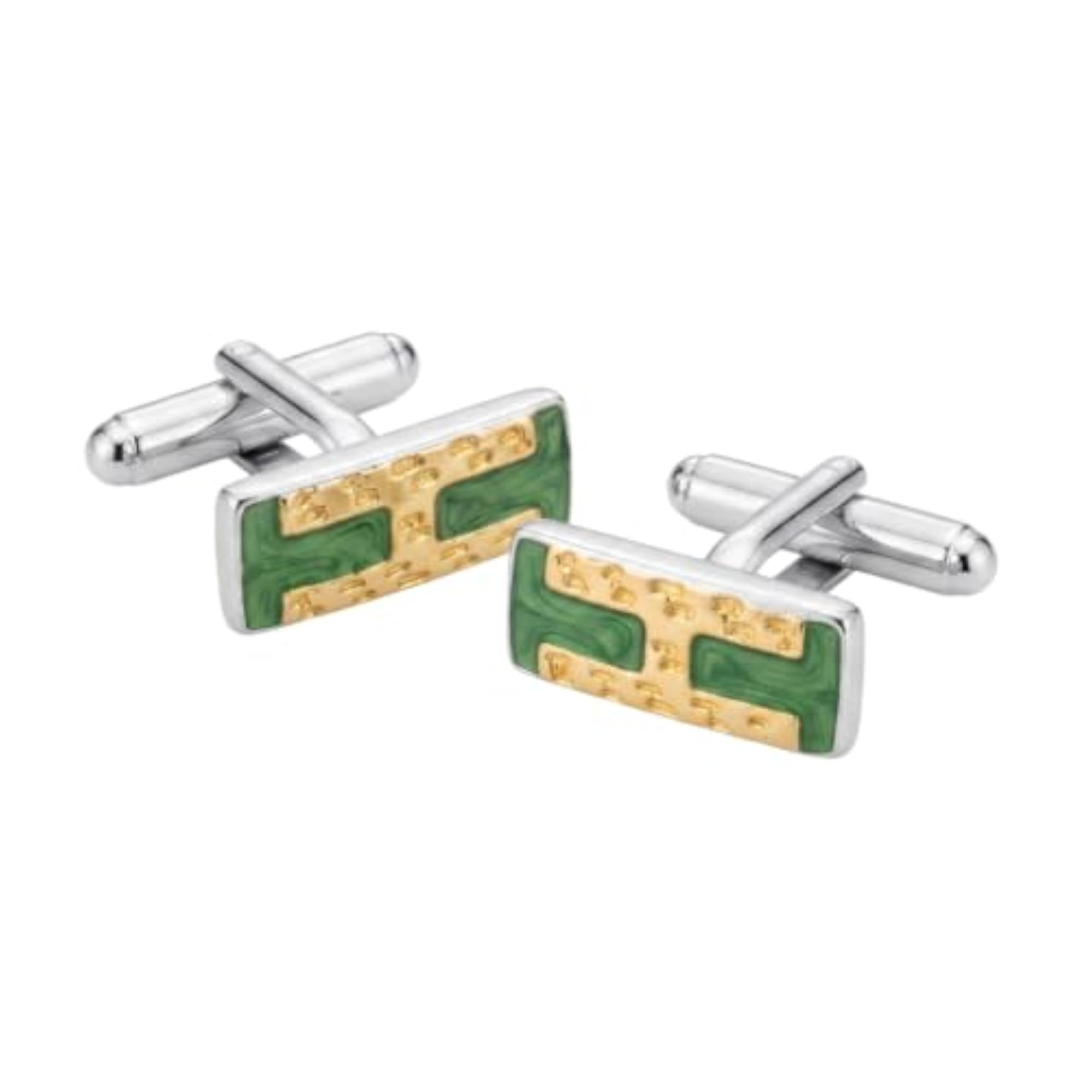 Men's Rectangular Enamel Cufflinks, Luxury Gift for Formal Wear