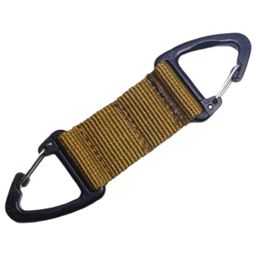 Gancho resistente – Gancho tático de nylon para mochila, mosquetão triangular para uso ao ar livre, para caminhadas, acampamento e EDC, cáqui