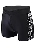 CHICTRY Kinder Mädchen Ballett Gymnastik Shorts Strass Glitzer Kurze Leggings High Waist Tanzhose Turnhose Pants Tanzkleidung Schwarz 134-140