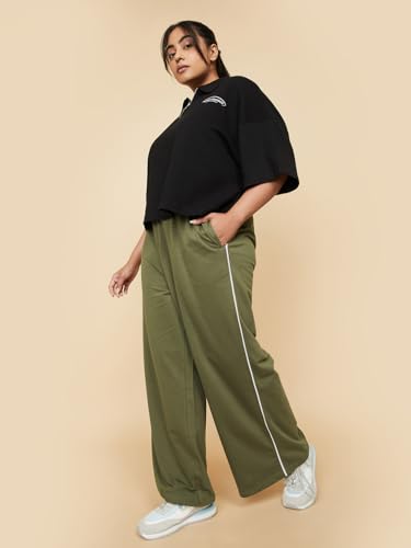 Image of Max Plus Size Women Side Striped Wide-Leg Track Pants, Regular Fit