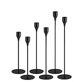 6Pcs Matte Black Candlestick Holders, Tall Taper Candelabra Stands fits 3/4 inch Thick Pillar Candle Stick, Elegant Decor Set for Table Centerpiece, Floor, Fireplace as Date, Festival, Fitting.