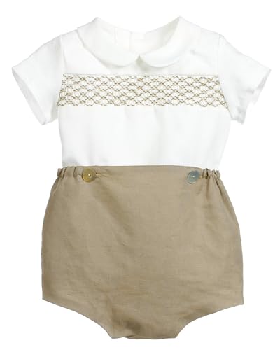 Image of Twoflower Smocked toddler boy outfits Summer Cotton Short Sleeve boys' button-down shirts Casual 2 piece Clothing Set