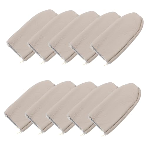 SOLUSTRE 10 Pack of Cowhide Thimble Finger Protectors Sewing Knitting Carving Safety Heat Scratch Resistant for Hand Machine Use