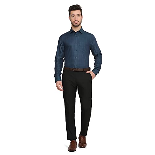 Image of blackberrys Checks Cotton Slim Fit Mens Work Wear Shirt