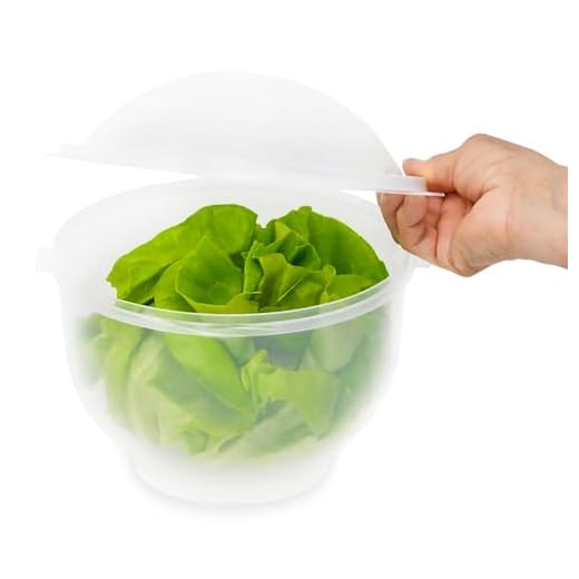 Home-X Lettuce Keeper - BPA-Free Lettuce Keeper for Refrigerator to Keep Salads and Vegetables Fresh - 7" x 8" Lettuce Crisper with Drainage Reservoir - Clear See-Through Vegetable and Fruit Crisper