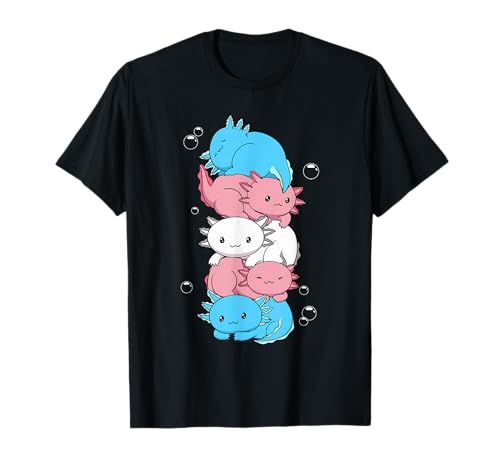 Kawaii Axolotl Haufen Transgender Pride Flag Trans LGBTQ T-Shirt