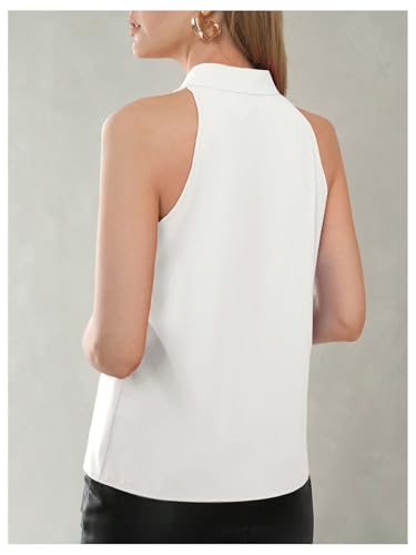 SweatyRocks Women's Sleeveless Notch V Neck Work Business Elegant Blouse Summer Shirts2