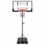Bee-Ball Portable Basketball Hoop & Stand (up to 10ft) | Full NBA Height | Shatter-Resistant Backboard | Outdoor Free Standing System for All Ages (Transparent, 3.3ft-10ft (1.01m - 3.05m))