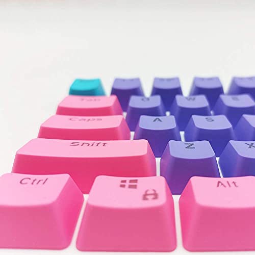 Image of GTSP PBT Backlit Keycaps 60 Percent with 6.25U Space Bar OEM Profile for Cherry MX Switch Mechanical Gaming Keyboard (Purple+Pink+Blue)