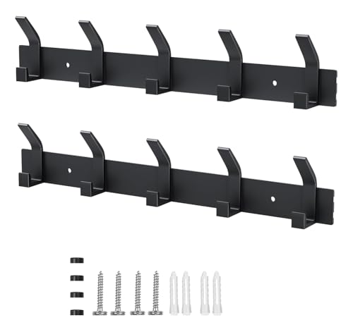 Fiteber Kleiderhaken Wand, 2 Stück Garderobenhaken mit 5 Haken,...