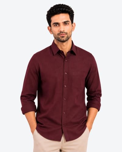 Image of Arvest Men's Solid Linen Casual Shirt | Regular Fit | Breathable | Full Sleeve
