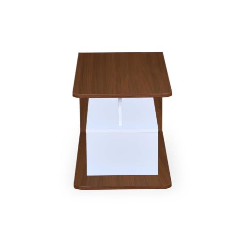 Image of Nilkamal Sara Wooden Center Table | Coffee Table with 1 Surface Top and Open Mid-Shelf | Engineered Wood | Tea Table for Home, Living Room, Office | Classic Walnut and White | DIY(Do It Yourself)