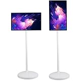 -♡【Mobilité grâce à ses roulettes】Ce moniteur à écran tactile défilable est équipé d'une batterie intégrée de 8 000 mAh offrant une autonomie de 8 à 10 heures. Son socle à 5 roulettes vous libère des câbles